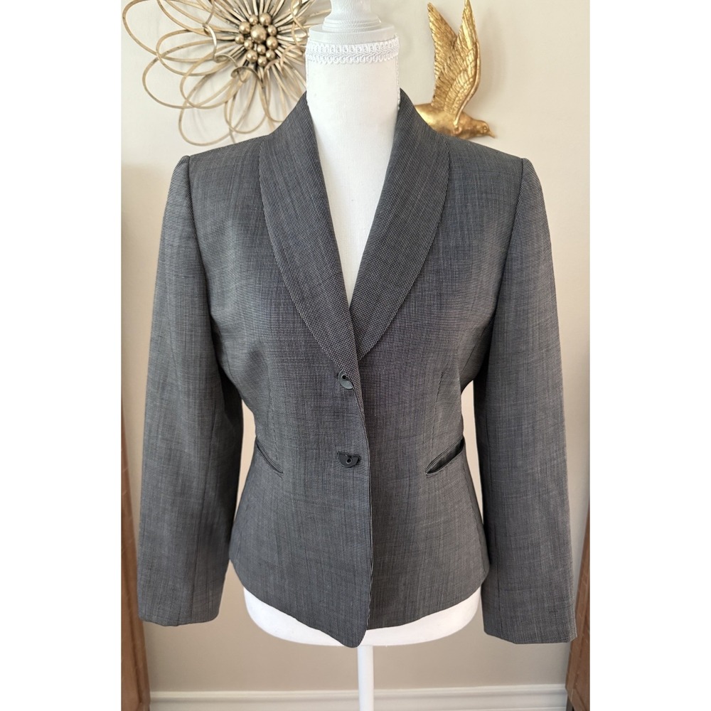 Tahari Arthur S Levine Petite 4P Gray Career Blazer Jacket Office Work